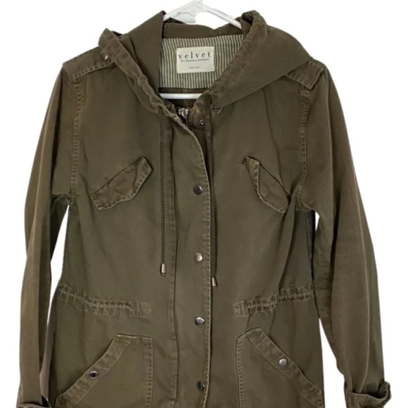 Velvet x Graham & Spencer Light Weight Army Utility Jacket Womens Small Green - Picture 3 of 14